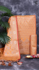 Fire Orange Silk Cotton Self Zari Woven Banaras Salwar